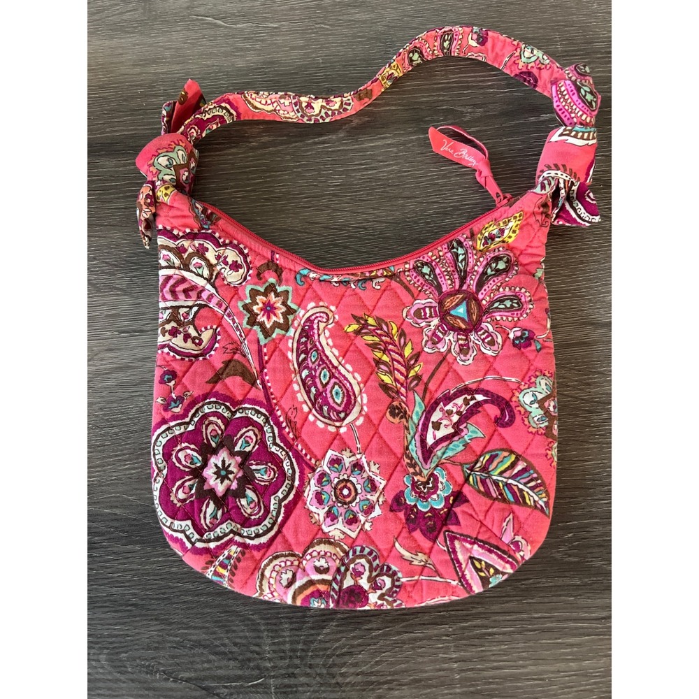 Vera Bradley Quilted Small Paisley Hobo Bag Pink Multicolor Shoulder Bag - Picture 1 of 7